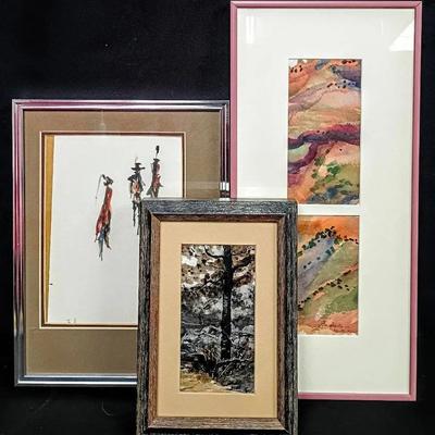 UPDATED Framed Original Watercolor Works by Marge Fassett + Oil Painting 