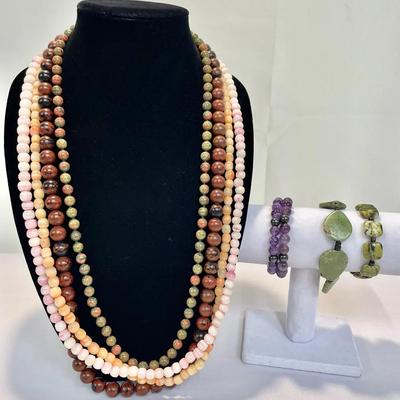 Mixed Beaded Necklaces & Bracelets With Ethiopian Opal, Unakite, Amethyst And More