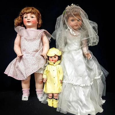 Three Vintage Composition Dolls with Original & Period Clothing