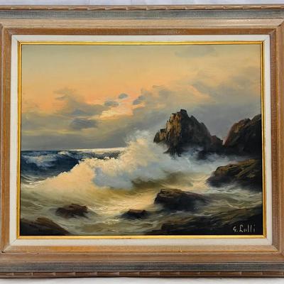 Original Seascape Painting by E. Lulli, Made In Italy 