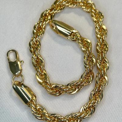 14K Yellow Gold Rope Chain Bracelet 9” (20.27g)