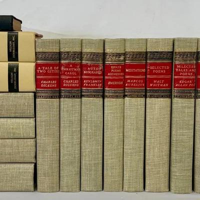 Vintage 1940s Classics Club Library Lot w/ Decorative Cross Bookend + Shakespeare Volumes