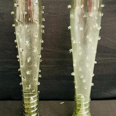 Juliska "Eve" pattern hand-blown art glass vases