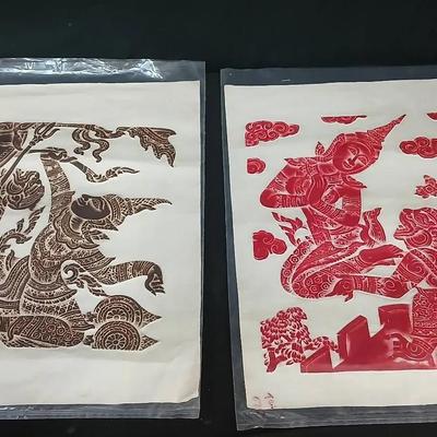 Tai Temple Rubbings Red and Brown 