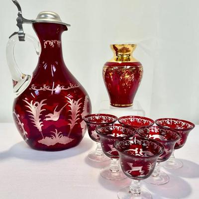 Vintage Ruby Red Art Glass (Egermann & Murano-Style)