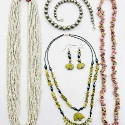 Naga Seed Bead Necklace, Rhodonite Chip Necklace, Fetish Necklace + More! 