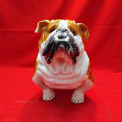 Vintage Large Ceramic English Bulldog Figurine - Hand-Painted Statue