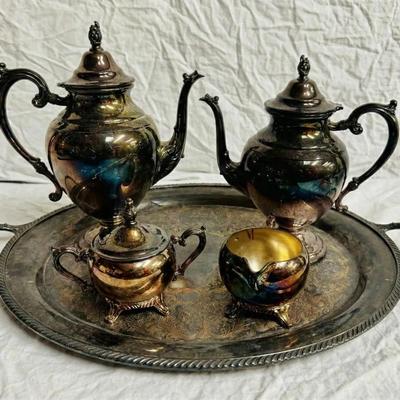 Rogers Silver Plated Tea Pots & Serving Tray + More! 