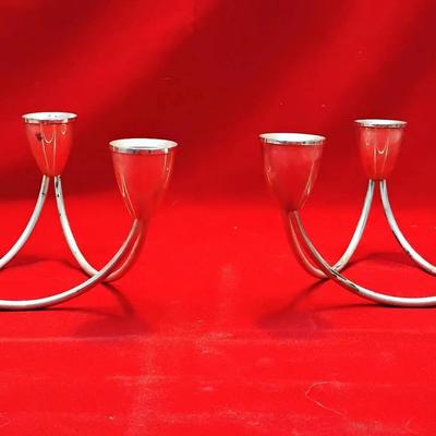 Vintage Pair Duchin Creation Sterling Silver Weighted 3-Light Candelabras