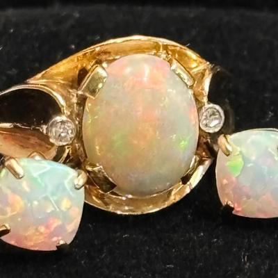 14K Gold Opal Jewelry Set, (5.5g)