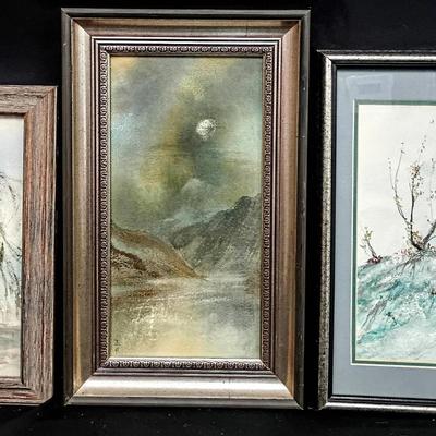 Three Framed Original Masako Watercolor Landscapes