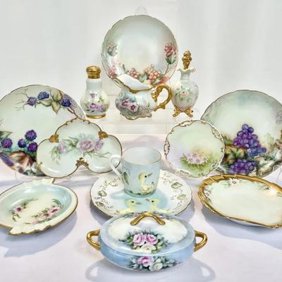 Vintage Collection of Hand-Painted Porcelain – 13 Pieces Signed by Dorothy Holt & Others