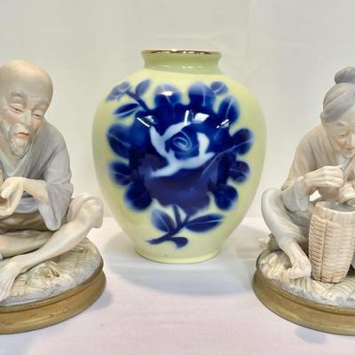 Porcelain Figurine Pair & Noritake Vase – Mid-Century Ardalt & Okura Japan