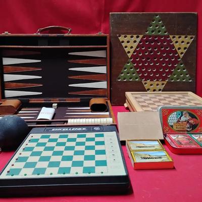 Vintage Board Game & Tech Lot - Backgammon, Chess, Echo Dot & More