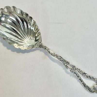 Sterling Silver Ornate Serving Spoon – Bailey Banks & Biddle, Scroll Handle (66.3 g)