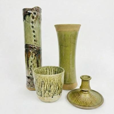 Rustic Stoneware Pot, Vases & Candle Holder 