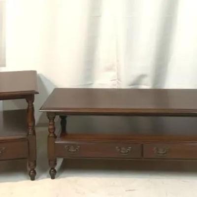 Georgian Style Cherry Coffee Table & End Table 