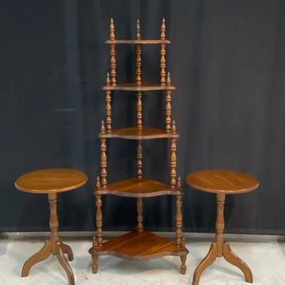 Victorian Style Corner Shelf W/ Side Tables 