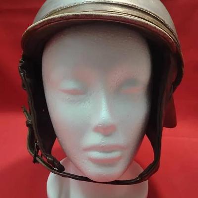 Vintage Mid-Century Leather & Aluminum Clymer Crash Helmet - "Shorty" Half Shell