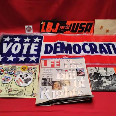 Vintage US Political Memorabilia Lot - JFK, LBJ, Nixon, Life Magazine & More