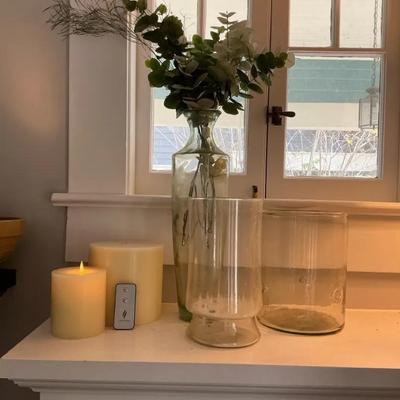 Luminara Remote Candles & Large Glass Vases