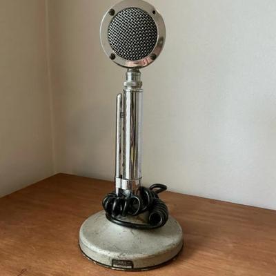 Vintage Astatic D-104 Lollipop Microphone On A Desk Stand