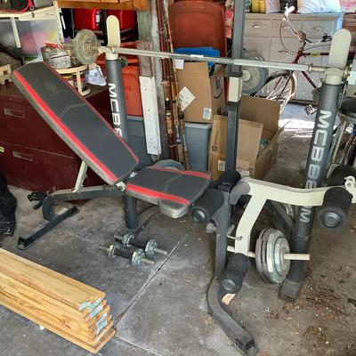 Marcy Weight Bench, Pull Down Bar & Weights 