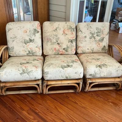 MCM  Bentwood Rattan 3-Section Sofa