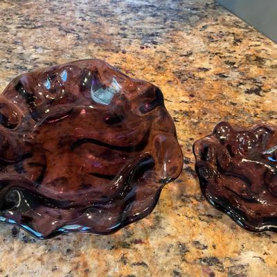 MCM Amethyst Art Glass Serving Bowl Set