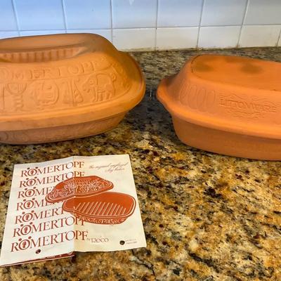 Vintage Romertopf Clay Baker And Littonware Clay Simmer pot 