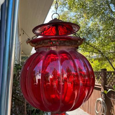 Red Hanging Globe Lantern