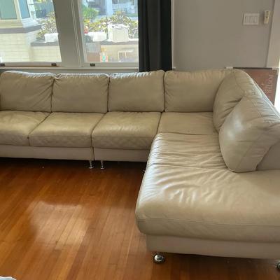 Natuzzi Italsofa Soft Leather 3-Piece Sectional With Rounded Metal Legs