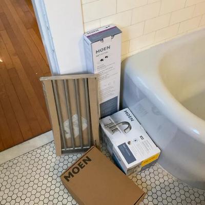 Moen Faucets & Vanity Shelf, IKEA Towel Rack