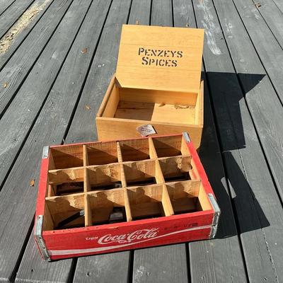 Wooden Coca Cola Crate & Penzeys Spices Box