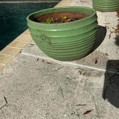 Pale Green Oval Ceramic Pot