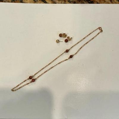 18k Gold Necklace & Earrings