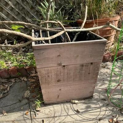 Square Wood Planter With Plumeria