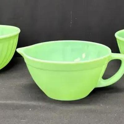 Fire King Jadeite Batter Bowl And Mixing Bowls