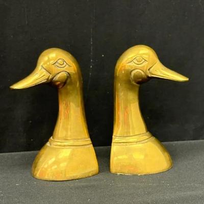 Brass Duck Head Bookends