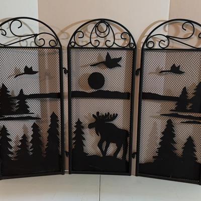 Metal Fireplace Screen with Ducks and Moose (3pc)