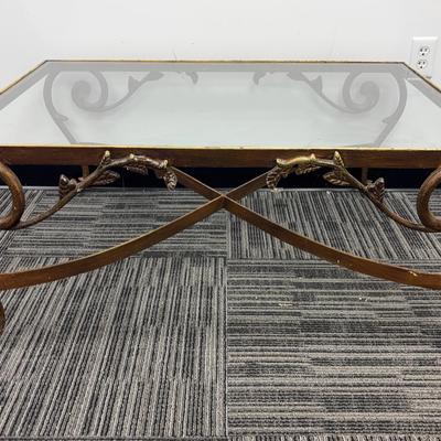 Hollywood Regency Style Glass Top Coffee Table