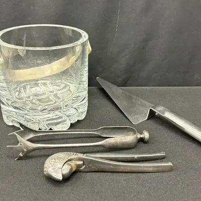 Orretors Crystal Ice Bucket + Serving Pieces By Others