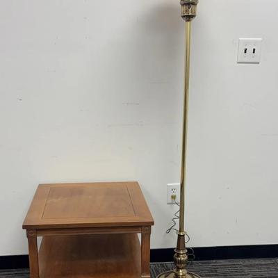 End Table by American of Martinsville and Brasstone Floor Lamp
