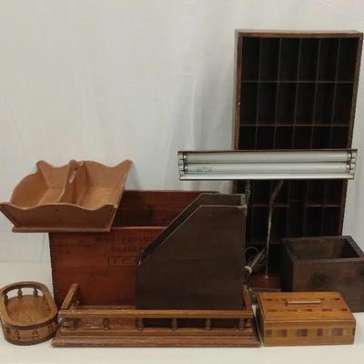 Wood Desktop Sorting and Light