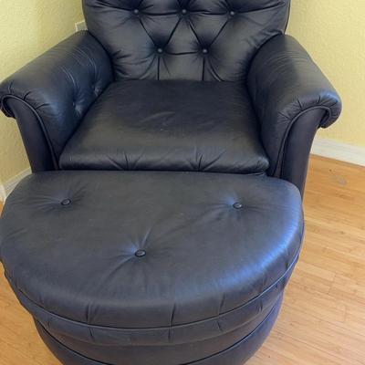 Black Leather Chair With Ottoman 36 X 30 X 36