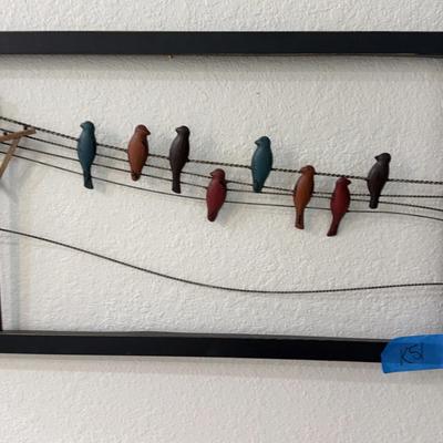 Metal Bird On Wire Hanging Art 32 1/2 X 18