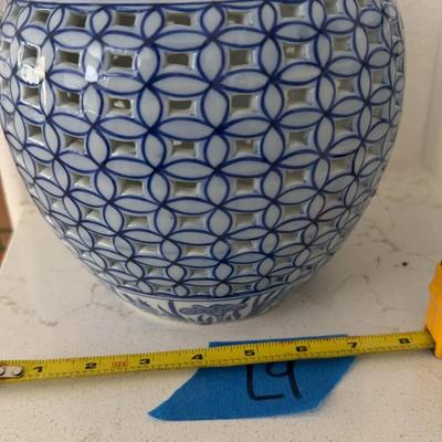 Blue And White Basket Themed Vase