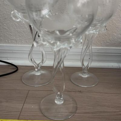 Three Decorative Glass Goblets