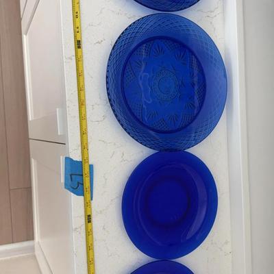 Set A Four Cobalt Blue Plates