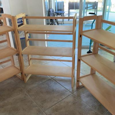 Set Of Three Foldable Wooden Shelves 28 X 12 X 37